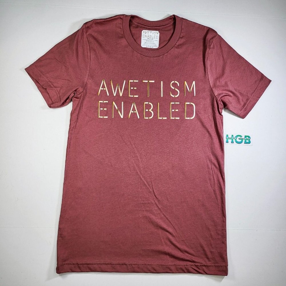 AWETISM ENABLED T-Shirt Men's Unisex Autism Support Awareness Mauve AWE3001-600